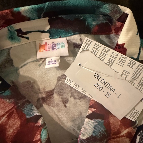 4/$15 LuLaRoe Floral Blouse - Teal, Pink - Picture 4 of 5